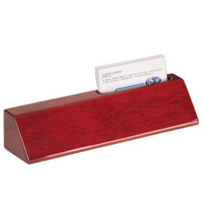 8.5" Red Piano Finish Desk Wedge w/Business Card Holder