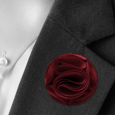 Maroon Floral Lapel Pin