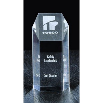 Hexagon Tower Acrylic Award, Clear, Small (3x6")