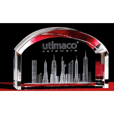 3-D Crystal New York Skyline in Arch Award (3 1/2")