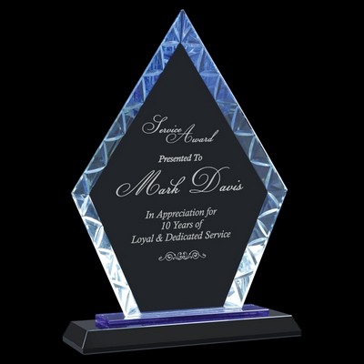 Diamond Accent Glass Award on Blue & Black Base (9")