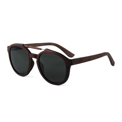 Walnut Wood Sunglasses - Dark Green Polarized Lenses - Walnut Wood Frames