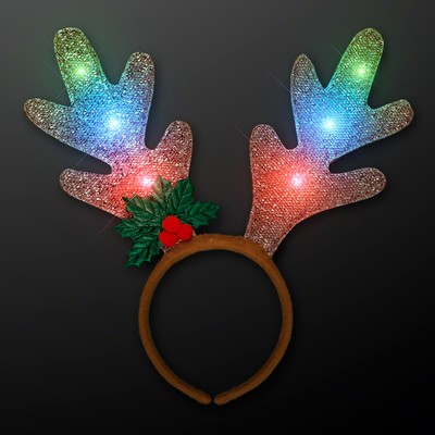 Golden Antlers Blinky Christmas Headband - BLANK