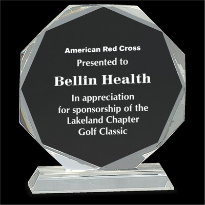 RUSH AWARD / 5 3/4" Clear Crystal Octagon on Clear Pedestal Base