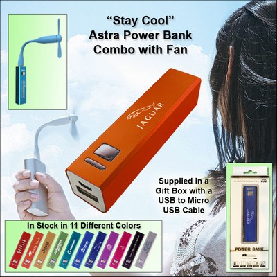 Orange 2800 mAh Astra Power Bank Combo w/Fan