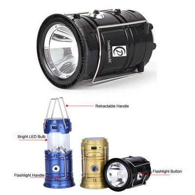 Camping Lantern Telescopic Spotlights LED Solar Rechargeable Camp Light Flashlight Emergency Lamp