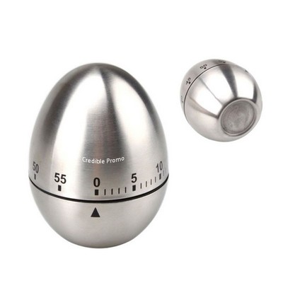 Stainless Steel 60 Minutes Mechanical Alarm Egg Shape Kitchen Timer