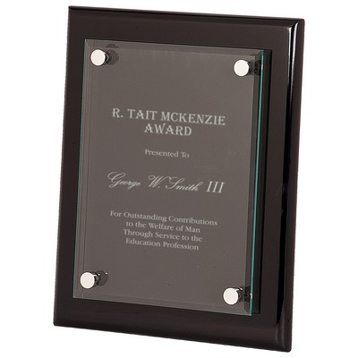 Black Piano Finish Floating Glass Plaque (8" x 10")