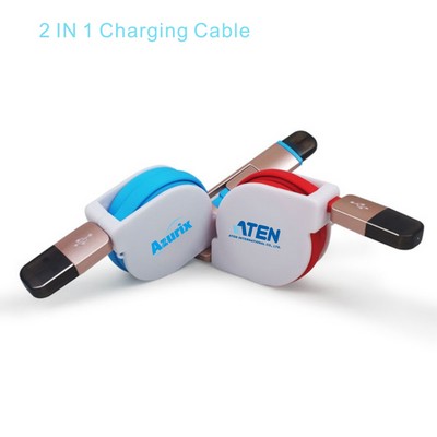 CB03 3.3Ft/1M 2-in-1 Retractable Charging Cable