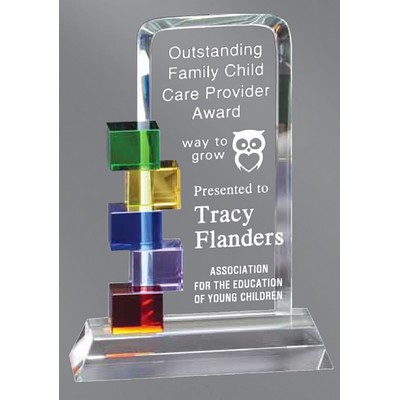 Clear Glass Billboard with Colored Blocks, Large (4-1/2"x10"H)