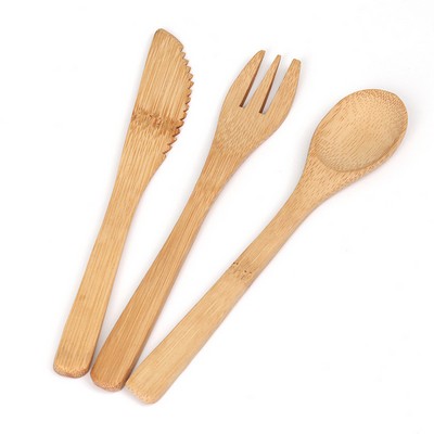 Bamboo Utensil Set (Spoon, Knife & Fork)