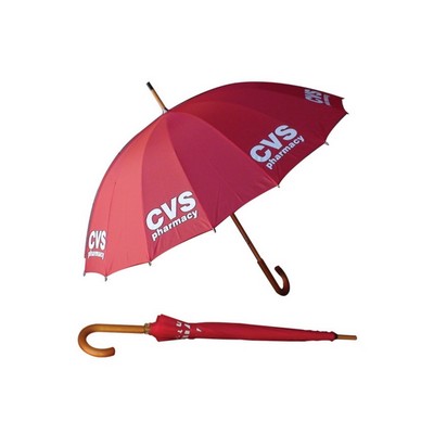 Manual Open Stick Umbrella W/ Hook Handle