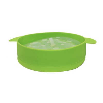 Green Foldable Microwaveable Silicone Popcorn Maker Bowl w/Lid