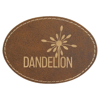 Oval Engraved Patch with Adhesive, Rustic Faux Leather, 3 1/2" x 2 1/2"