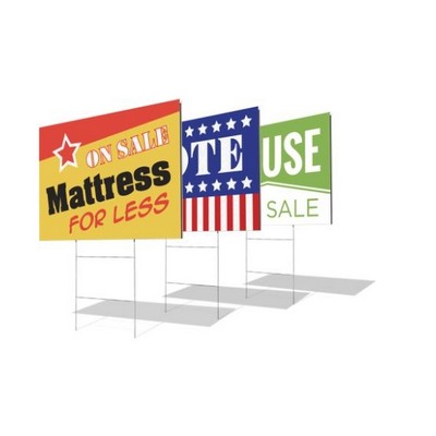 16" x 24" - Yard Signs -4mm Coroplast -Full Color 2 Sides -with H Stakes