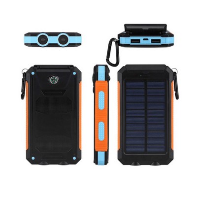 Emergency Water-Proof Solar Lithium-Ion Polymer Power Bank w/Compass & LED Flashlight