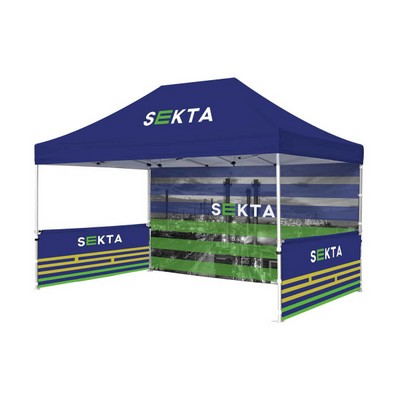 10'x15' Pop Up Tent W/ Back Full Wall and Two Half Walls