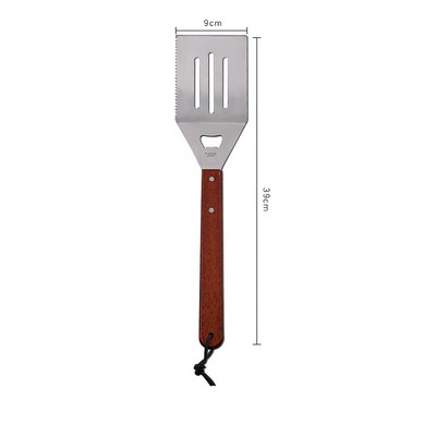 15.36" Length Stainless Steel Spatulas w/Bottle Opener Beefsteak Sawtooth Spatulas