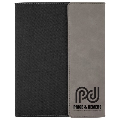 7" x 9" Gray Leatherette & Black Canvas Portfolio