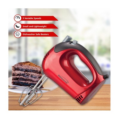 Red 5-Speed Hand Mixer