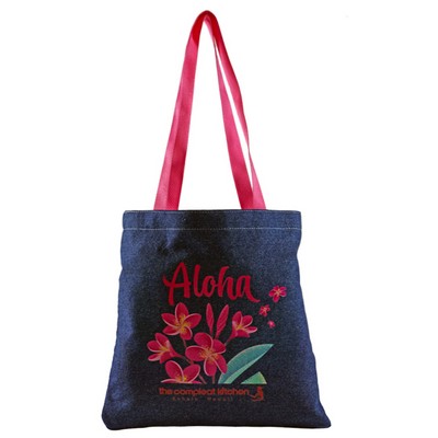 Flat Denim Tote, with Poly Handles & Nylon Liner