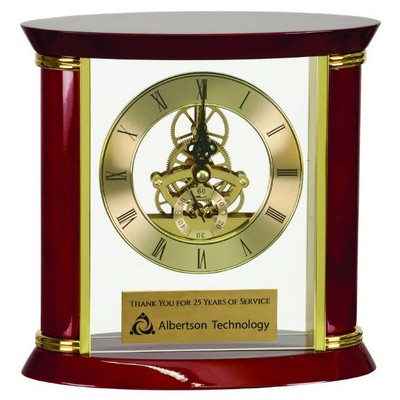 7.75" Executive Gold & Rosewood Piano Finish Clock