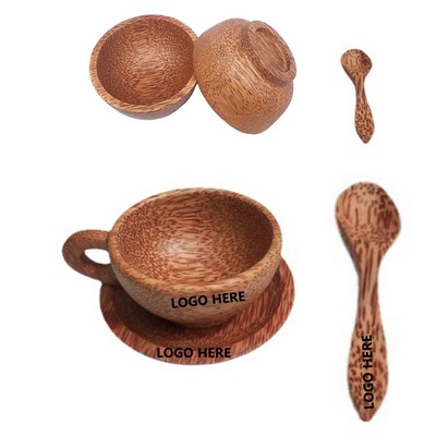 Wooden Coffee Mug with Saucer