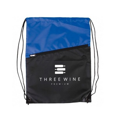 Two-Tone Custom Drawstring Backpack w/ Zipper