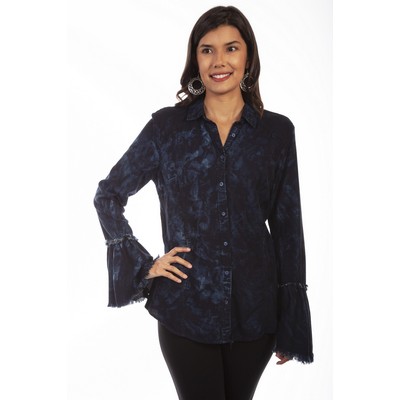 Honey Creek Washed Tie Dye Blouse w/Ruffled Sleeves