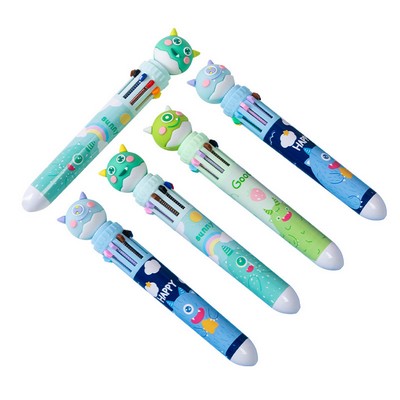 10-in-1 Kids Cartoon Retractable Ballpoint Pen