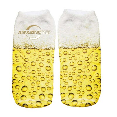 3D Digital Low Cut Knitted Athletic Socks - Beer