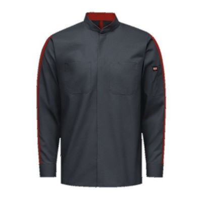 Red Kap® Two-Tone Long Sleeve Pro+ Work Shirt w/OilBlok & MIMIX™ - Charcoal Gray/Fireball Red