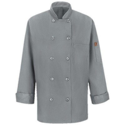 Red Kap™ Women's Long Sleeve Chef Coat w/OilBlok & MIMIX™ - Ten Button - Gray