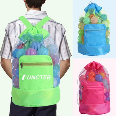 Foldable Mesh Beach Backpack W/ Double Shoulder Strap