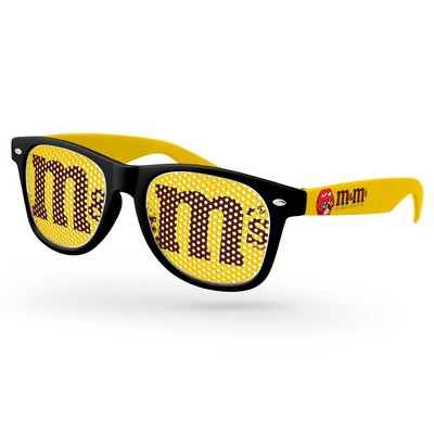 Retro Pinhole Sunglasses w/Full Color Temple Imprint