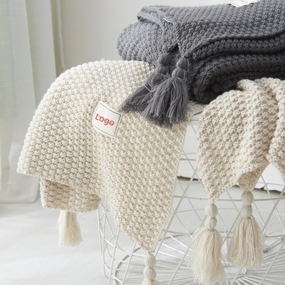 Soft Cozy Knit Blanket with Tassel 27 x 39"