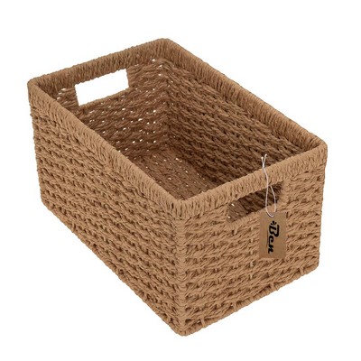 Large Wicker Storage Basket With Wooden Handles