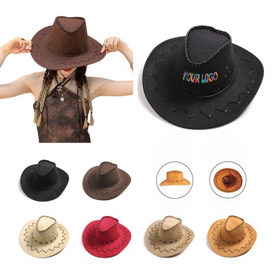 Western Wide Brim Suede Cowboy Hat