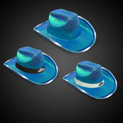 Blue Iridescent Light Up Cowboy Hat(Blank)