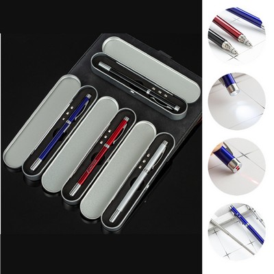 4 in 1 Laser Pointer Multi Function Pen Retractable Teaching Pointer White Board Pointer Gift Box