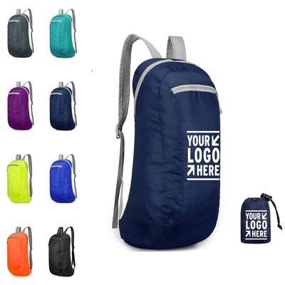 210D Polyester Foldable Hiking Backpack with Drawstring Bag