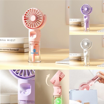 Portable Hand held Misting Fan, Small Personal USB Rechargeable Battery Spray Fan W/Water Tank