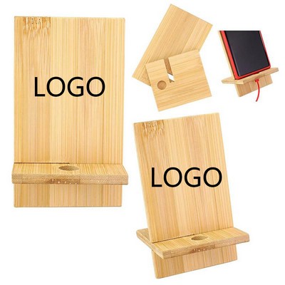 Bamboo Cell Phone Stand w/Charging Hole