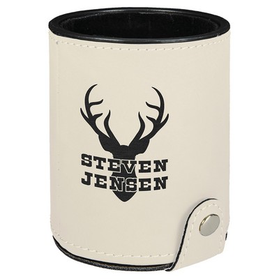 White Leatherette Dice Cup with 5 Dice