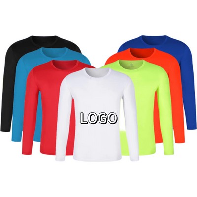 Custom Round Neck Solid Color Long Sleeve T-Shirt