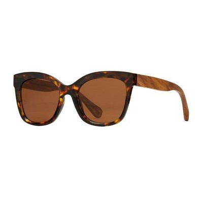 Nora Eco-Sustainable Polarized Sunglasses w/Brown & Walnut Wood Frame