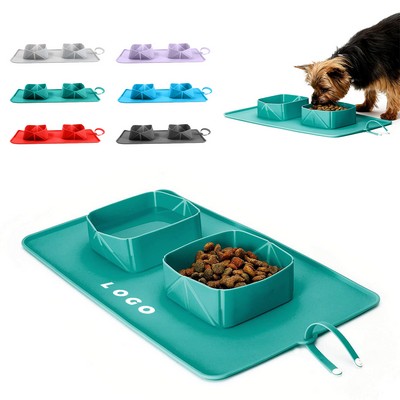 2-In-1 Collapsible Silicone Pet Bowl For Food And Water