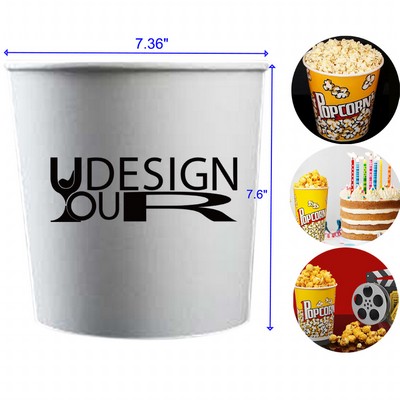 3.9L Disposable Paper Popcorn Buckets Cups Containers for Movie Nights Carnivals Birthday Parties