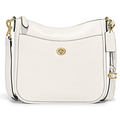 COACH Polished Pebbled Leather Chaise Crossbody - Chalk/Brass