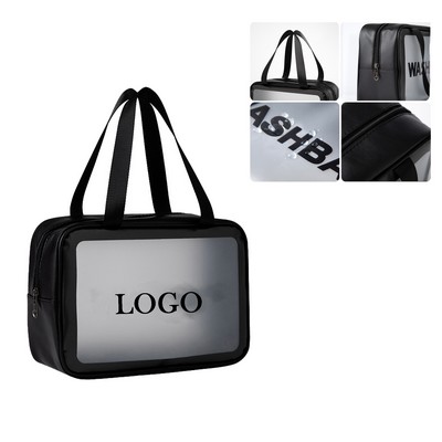 Matte Translucent Toiletry Bag With Handy Handle